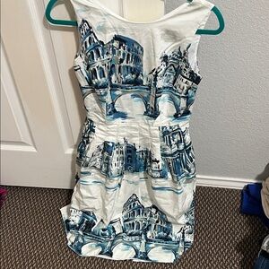 Talbots Blue and White Printed Midi Dress